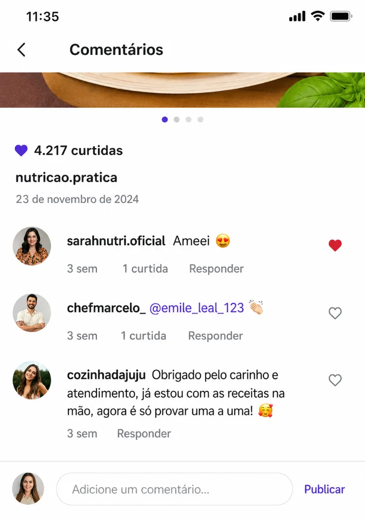 Comentário no Instagram