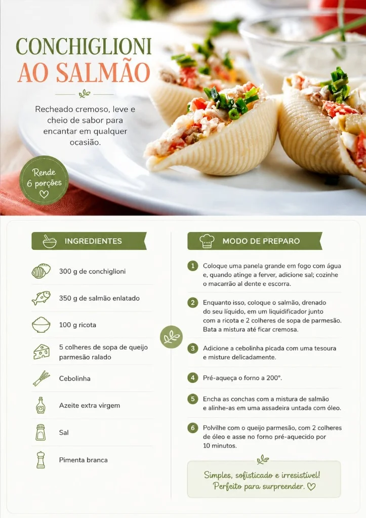 Página de Conchiglioni ao Salmão